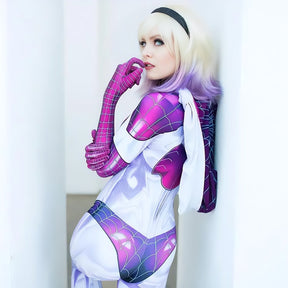 Fantasia Spider Gwen Stacy Mulher Aranha Cosplay Feminino Luxo Traje Profissional