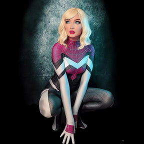 Fantasia Feminina Spider Gwen Mulher Aranha 2099 Cosplay Traje Luxo Profissional