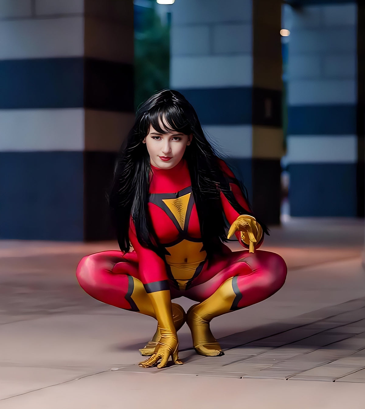 Fantasia Feminina Mulher-Aranha Jessica Drew Cosplay Traje Luxo Profissional