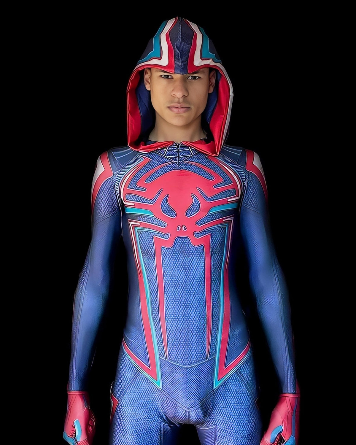 Fantasia Miles Morales 2099 Homem-Aranha Cosplay Traje Luxo Profissional