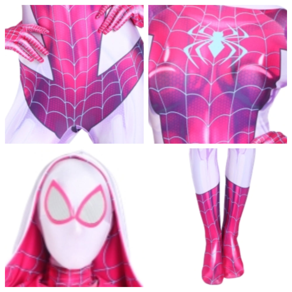 Fantasia Feminina Mulher Aranha Rosa Adulto Cosplay Traje Luxo