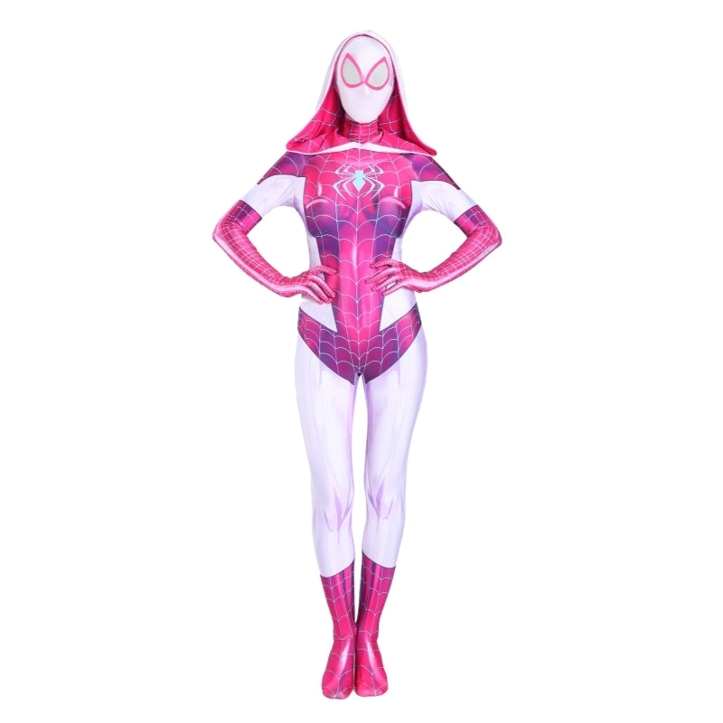 Fantasia Feminina Mulher Aranha Rosa Adulto Cosplay Traje Luxo