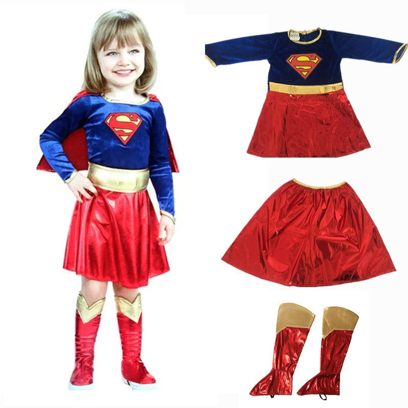 Fantasia Feminina Supergirl Completa Adulto e Infantil Cosplay Mulheres Traje Supermoça