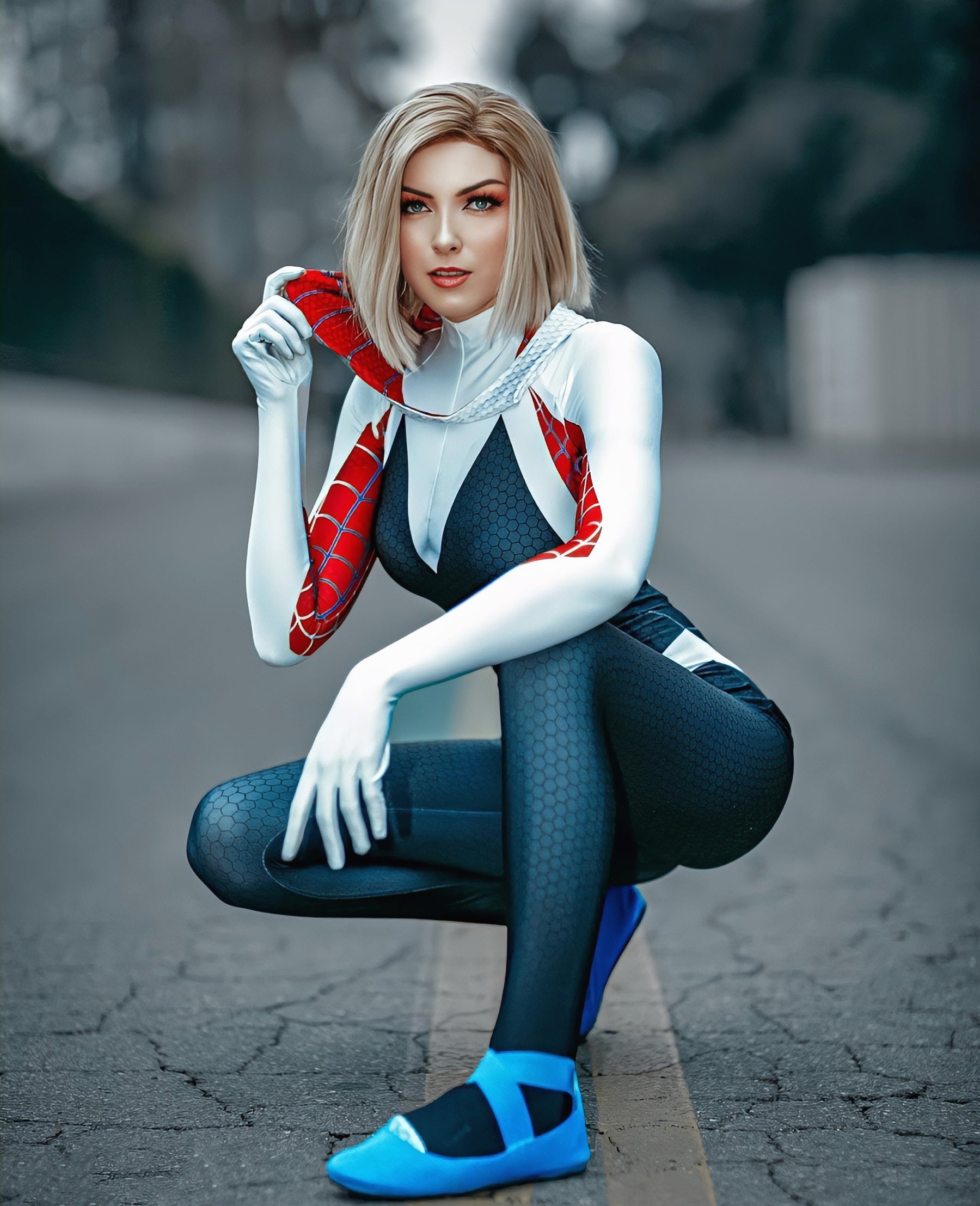 Fantasia Feminina Spider Gwen Aranhaverso Cosplay Traje Luxo