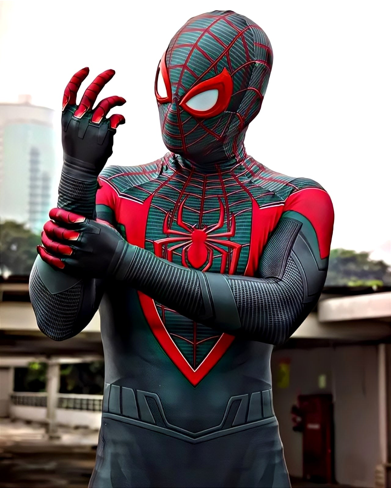 Fantasia Homem-Aranha Miles Morales Ultimate Traje Adulto Cosplay Luxo Profissional