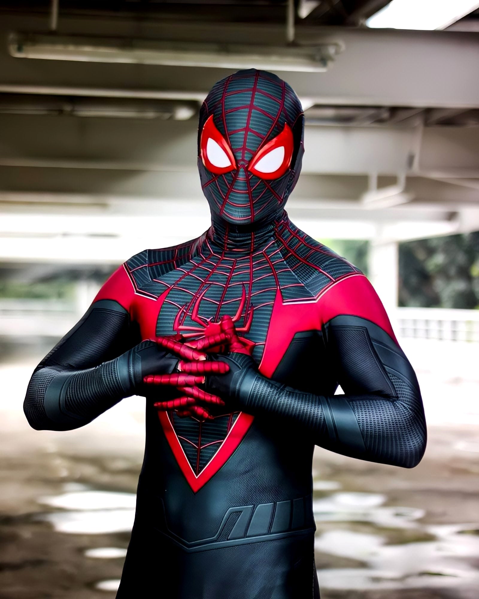 Fantasia Homem-Aranha Miles Morales Ultimate Traje Adulto Cosplay Luxo Profissional