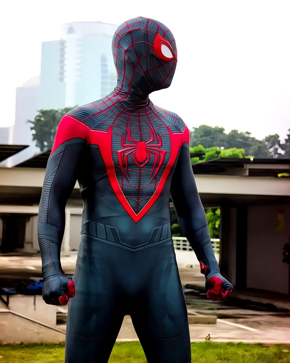 Fantasia Homem-Aranha Miles Morales Ultimate Traje Adulto Cosplay Luxo Profissional