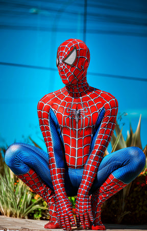 Fantasia Homem-Aranha Traje Clássico Tobey Maguire Adulto Cosplay Luxo