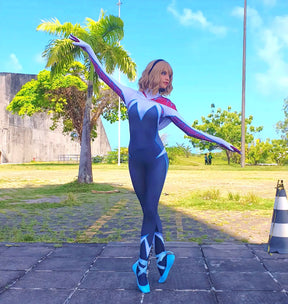 Fantasia Feminina Spider Gwen Mulher Aranha Adulto Cosplay Traje Luxo