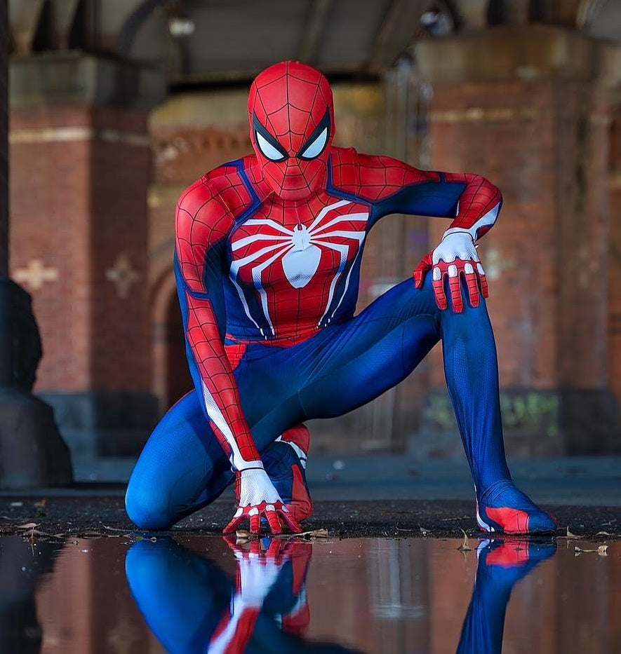 Fantasia Homem-Aranha Traje Avançado Game Adulto Cosplay Luxo PS4 / PS5