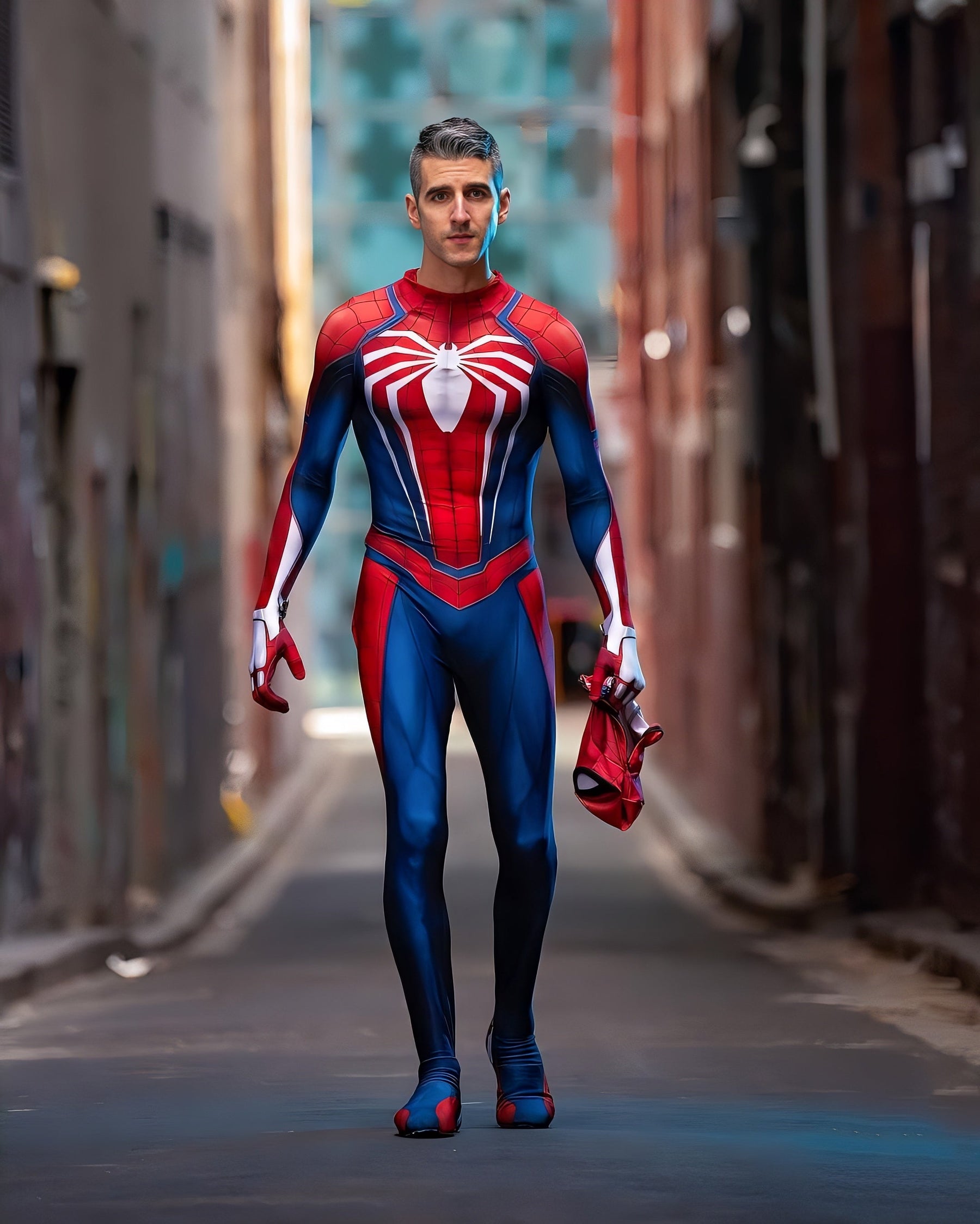 Fantasia Homem-Aranha Traje PS4 / PS5 Adulto Cosplay Luxo Profissional