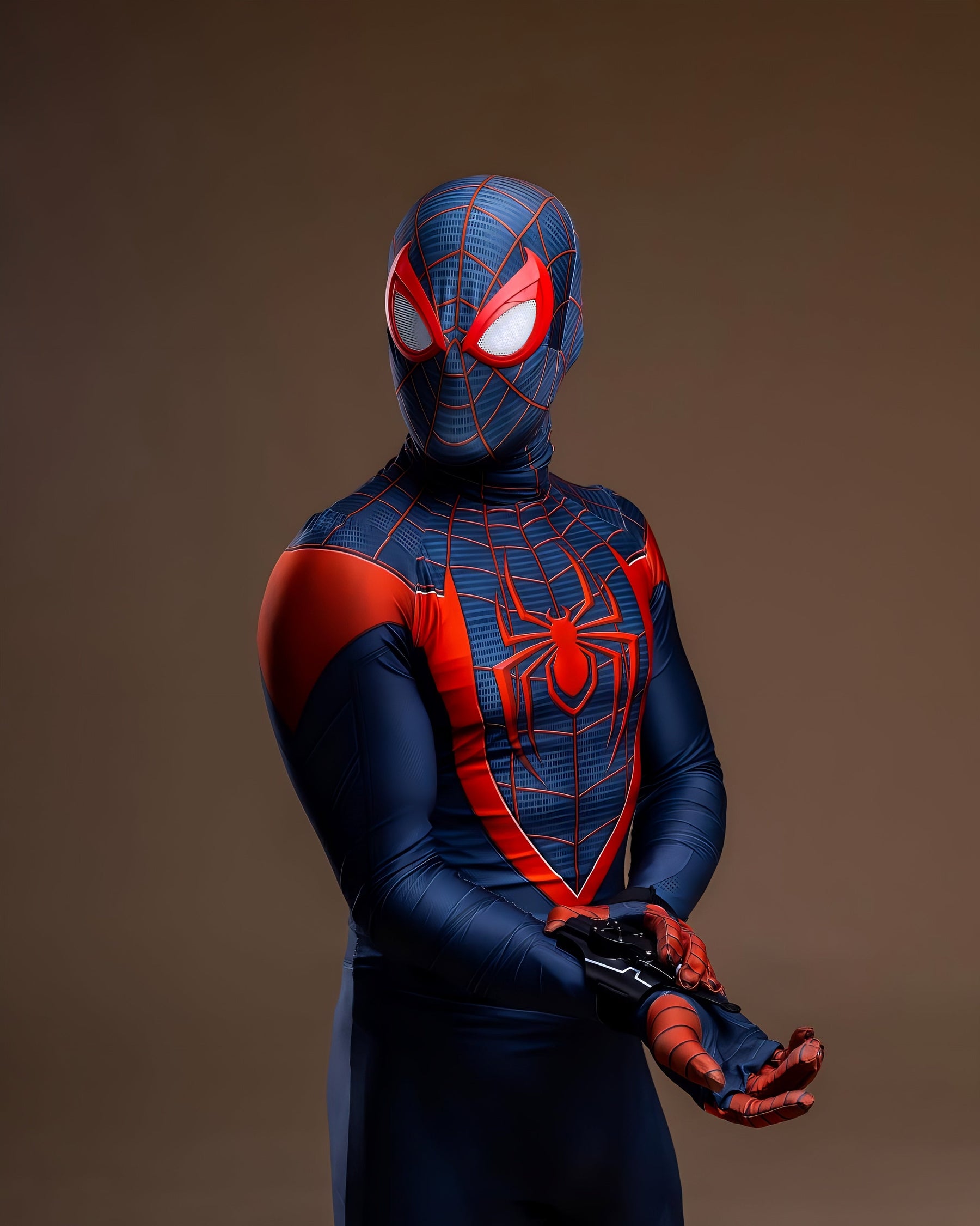 Fantasia Homem-Aranha Miles Morales Ultimate Game Traje Adulto Cosplay Luxo Profissional