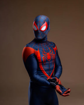 Fantasia Homem-Aranha Miles Morales Ultimate Game Traje Adulto Cosplay Luxo Profissional