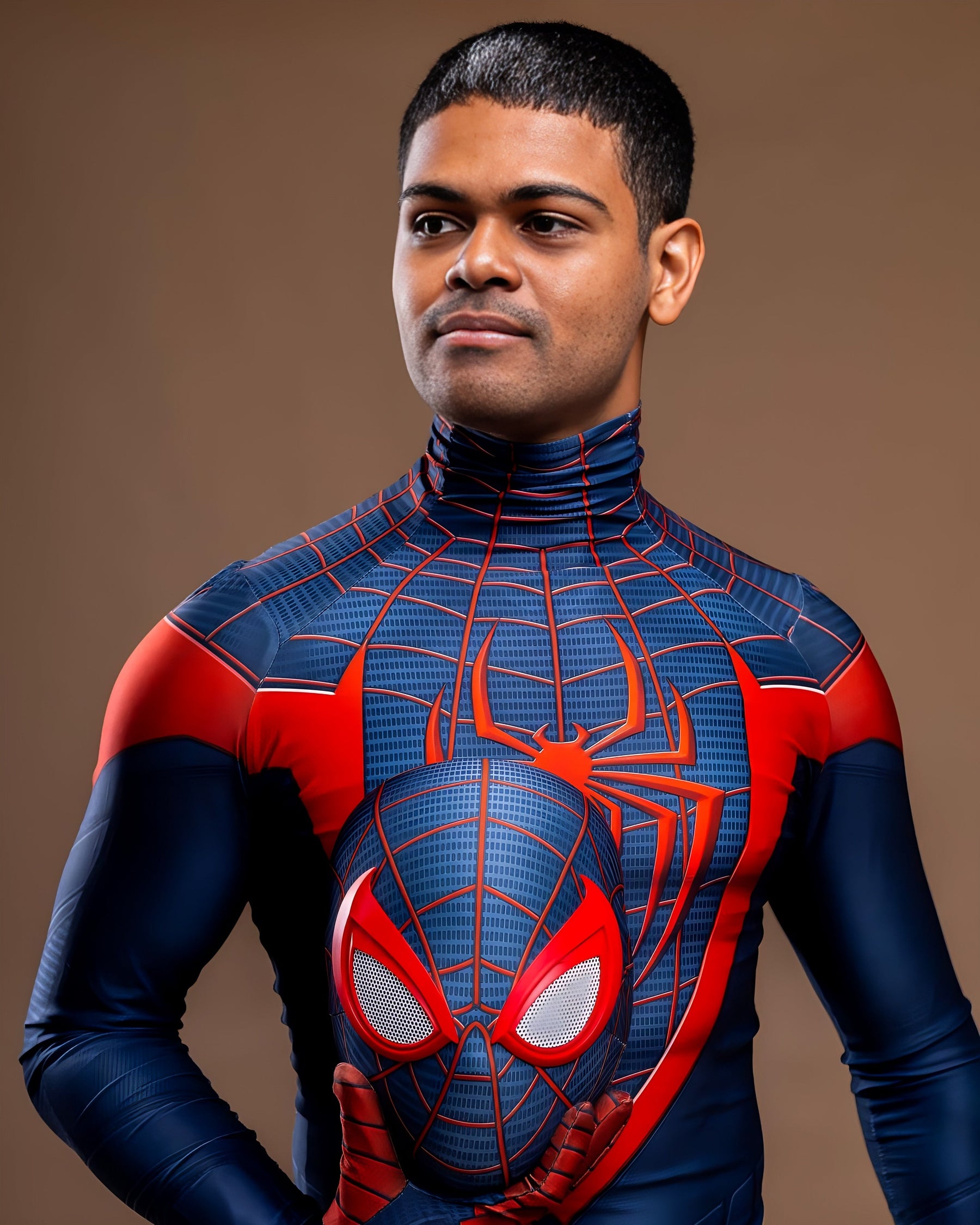 Fantasia Homem-Aranha Miles Morales Ultimate Game Traje Adulto Cosplay Luxo Profissional