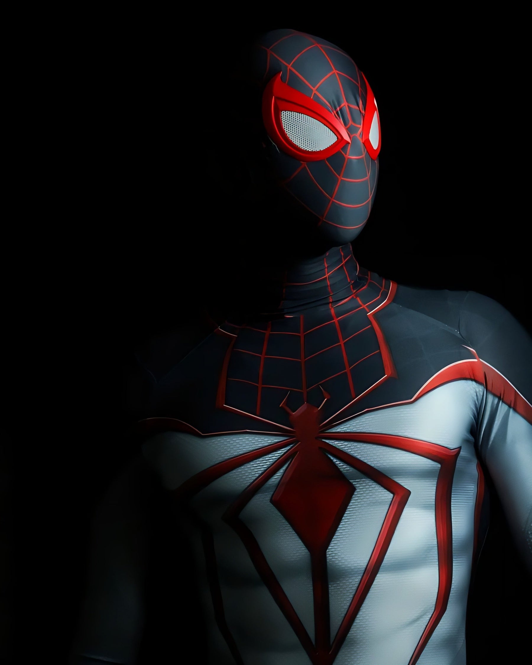 Fantasia Homem-Aranha Ultimate PS5 Miles Morales Traje Cosplay Luxo