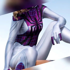 Fantasia Gwen Stacy Mulher-Aranha Cosplay Feminino Luxo Traje Profissional