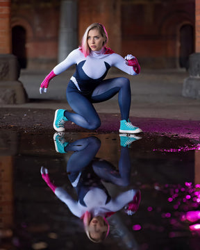 Fantasia Feminina Spider-Gwen Aranhaverso 2 Cosplay Traje Luxo Profissional