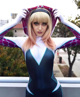 Fantasia Feminina Spider Gwen Filme Adulto Cosplay Traje Luxo