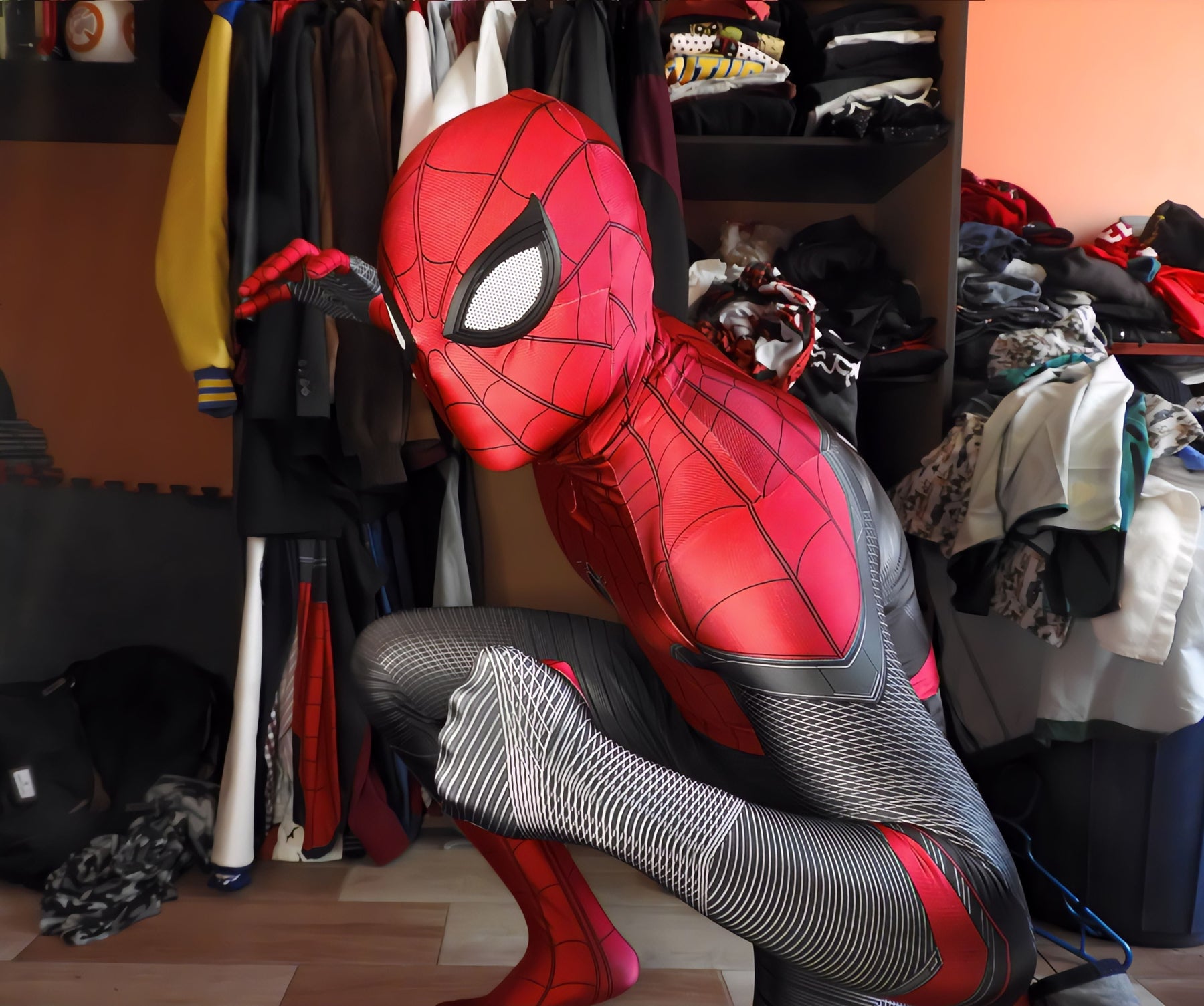 Fantasia Homem-Aranha Longe de Casa Tom Holland Adulto Cosplay Traje Luxo Profissional