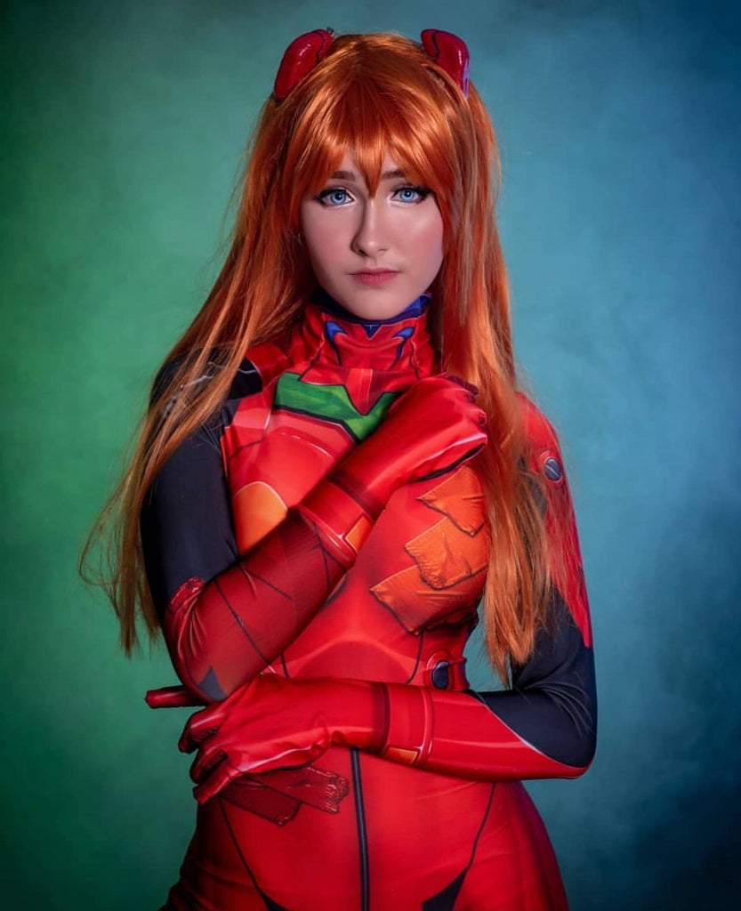 Fantasia Feminina Asuka Langley Evangelion Anime Adulto Cosplay Traje Luxo