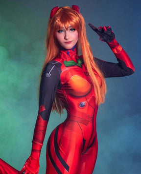 Fantasia Feminina Asuka Langley Evangelion Anime Adulto Cosplay Traje Luxo