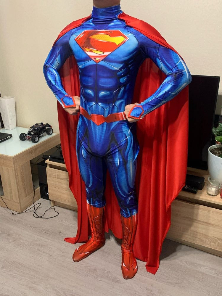 Fantasia Superman Adulto Profissional Heróis Liga da Justiça Filme Super homem LUXO