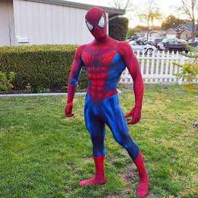 Fantasia Masculina Homem Aranha Clássico Adulto Cosplay Traje Luxo Tobey HQ