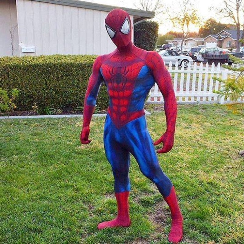 Fantasia Masculina Homem Aranha Clássico Adulto Cosplay Traje Luxo Tobey HQ