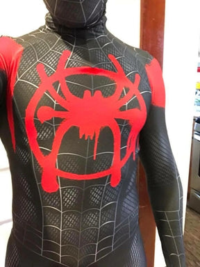 Fantasia Homem-Aranha Miles Morales Aranhaverso Adulto Cosplay Traje Luxo