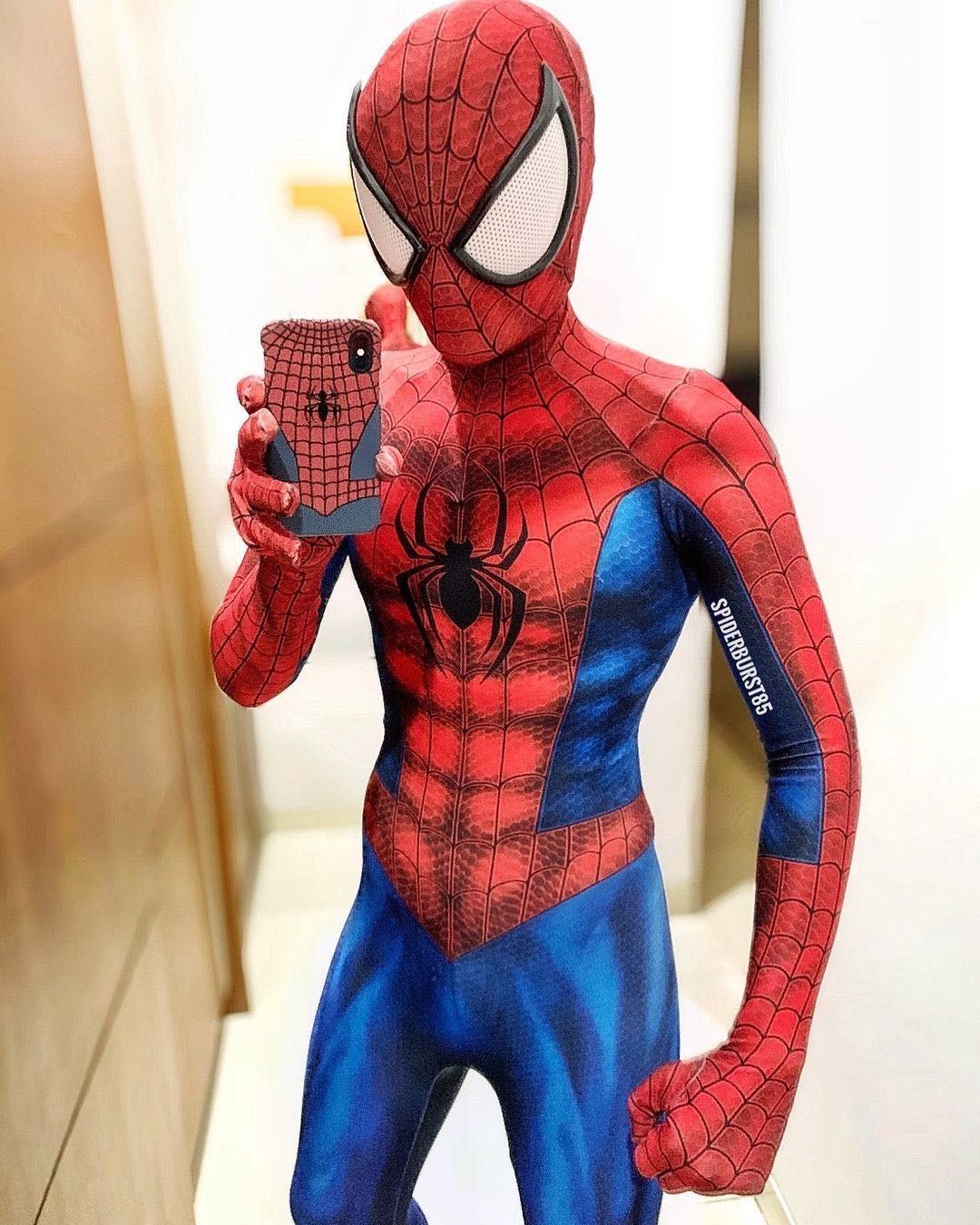 Fantasia Homem Aranha Peter Parker HQ's Big Eyes Cosplay Traje Luxo profissional