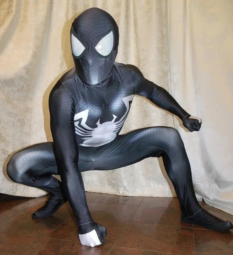 Fantasia Homem-Aranha Black Venom Simbionte Cosplay Traje Luxo Profissional