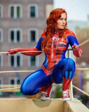 Fantasia Feminina Mary Jane Homem Aranha Adulto Cosplay Traje Luxo