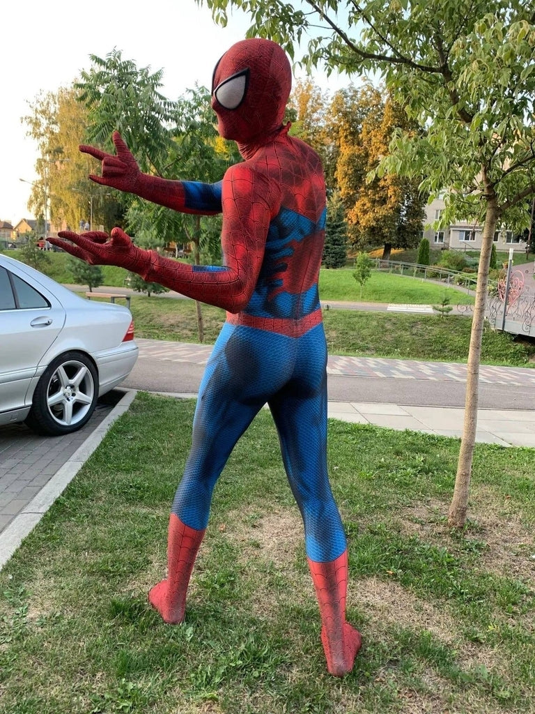 Fantasia Masculina Homem Aranha Clássico Adulto Cosplay Traje Luxo Tobey HQ