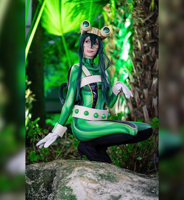 Fantasia Feminina Tsuyu Asui My Hero Academia Traje Luxo Cosplay Mulheres