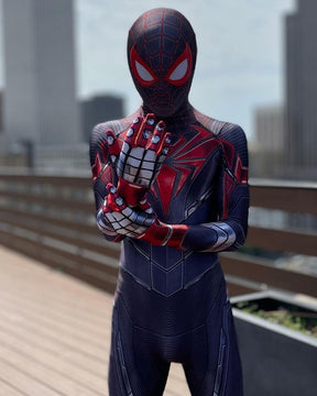 Fantasia Miles Morales Traje Tecnológico Adulto Cosplay Luxo Profissional