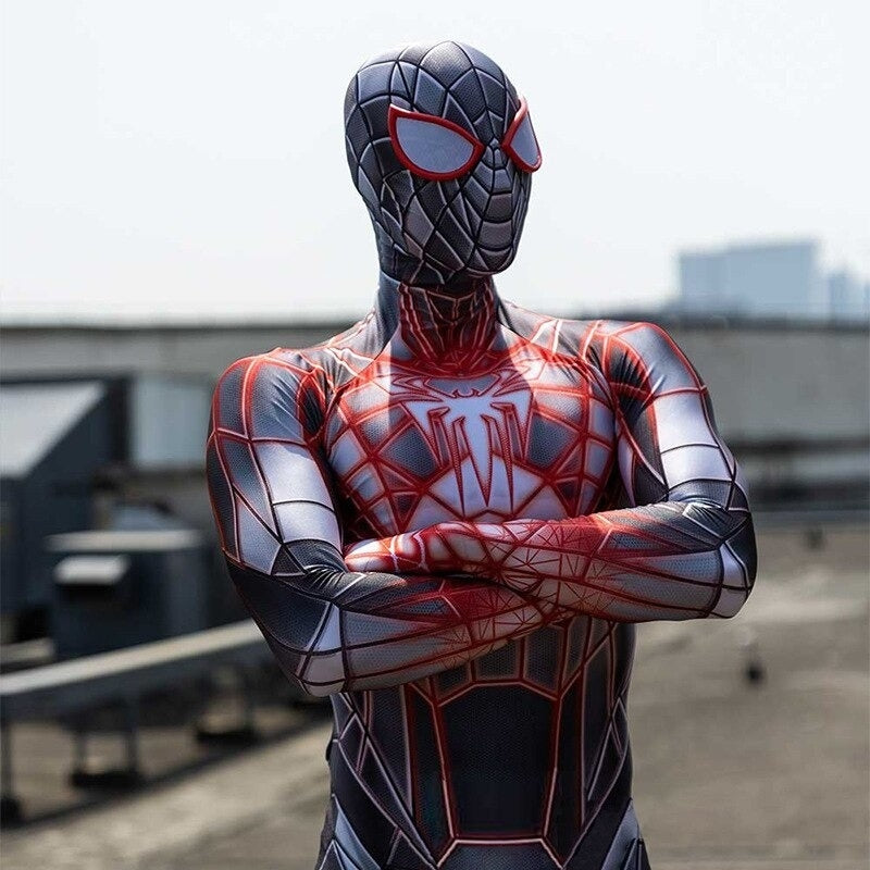 Fantasia Miles Morales Game Homem-Aranha Adulto Cosplay Traje Luxo Profissional