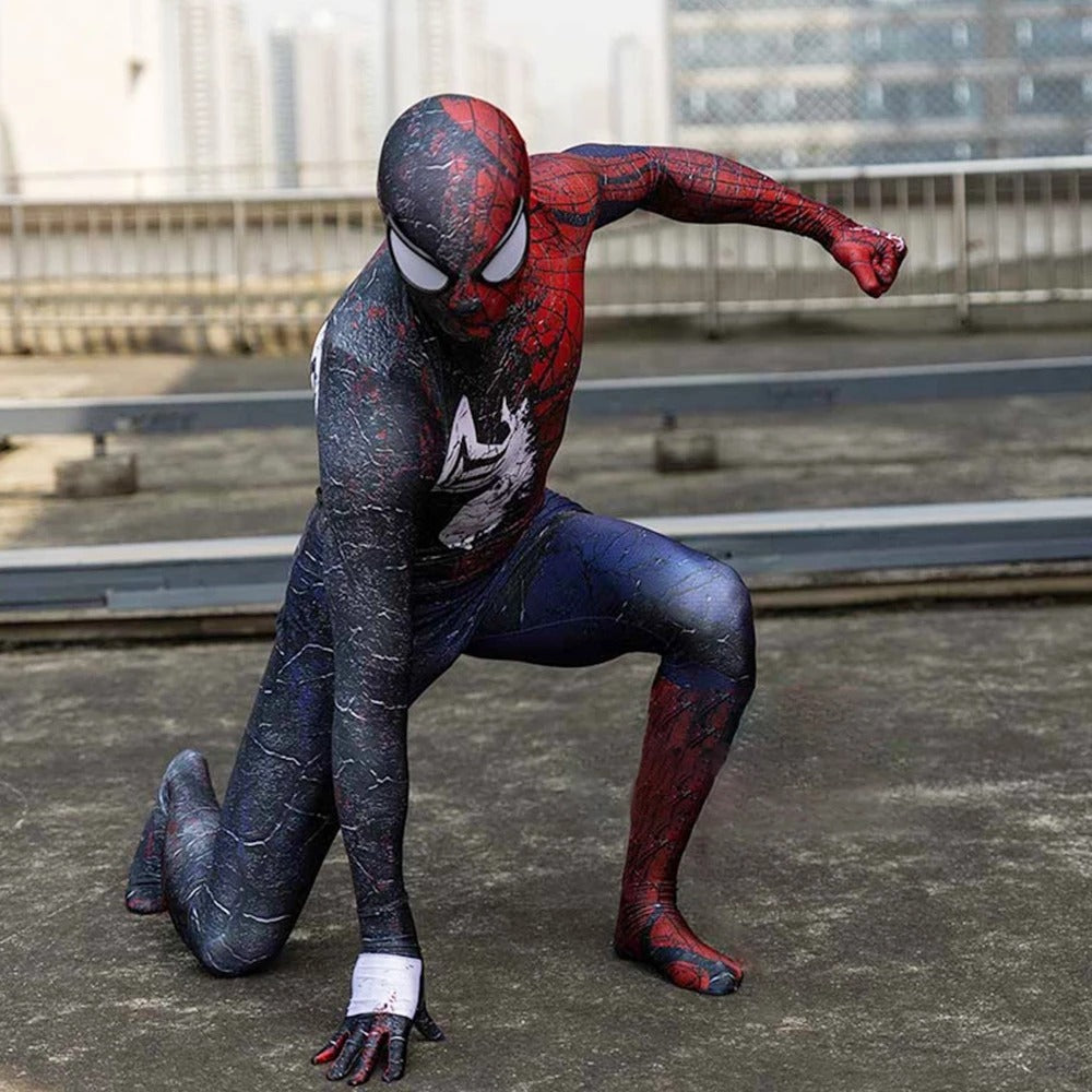 Fantasia Homem Aranha / Venom Simbiose Transformação Cosplay Traje Luxo profissional